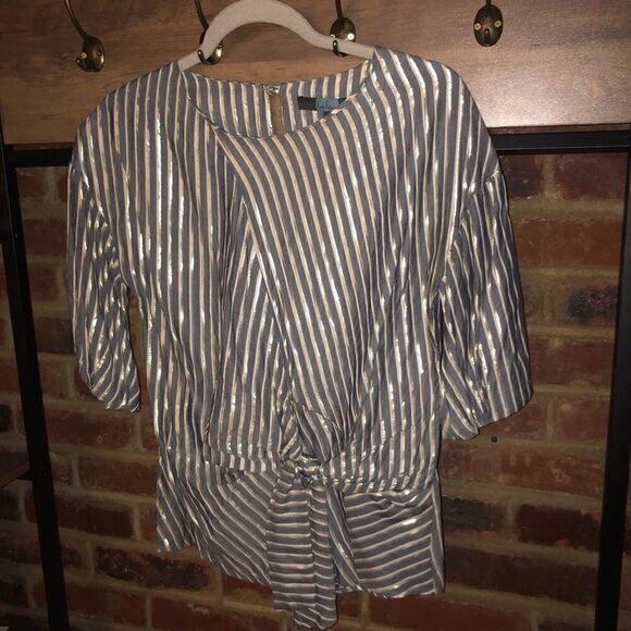 Eva Franco Marin Short Sleeve Striped Blouse - Sz 0 - Picture 5 of 15